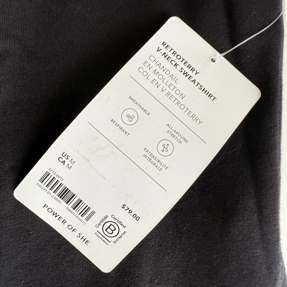 Athleta Retroterry Sweatshirt Womens Black Sleeveless V-Neck Top Medium NEW 1070 - Picture 3 of 8